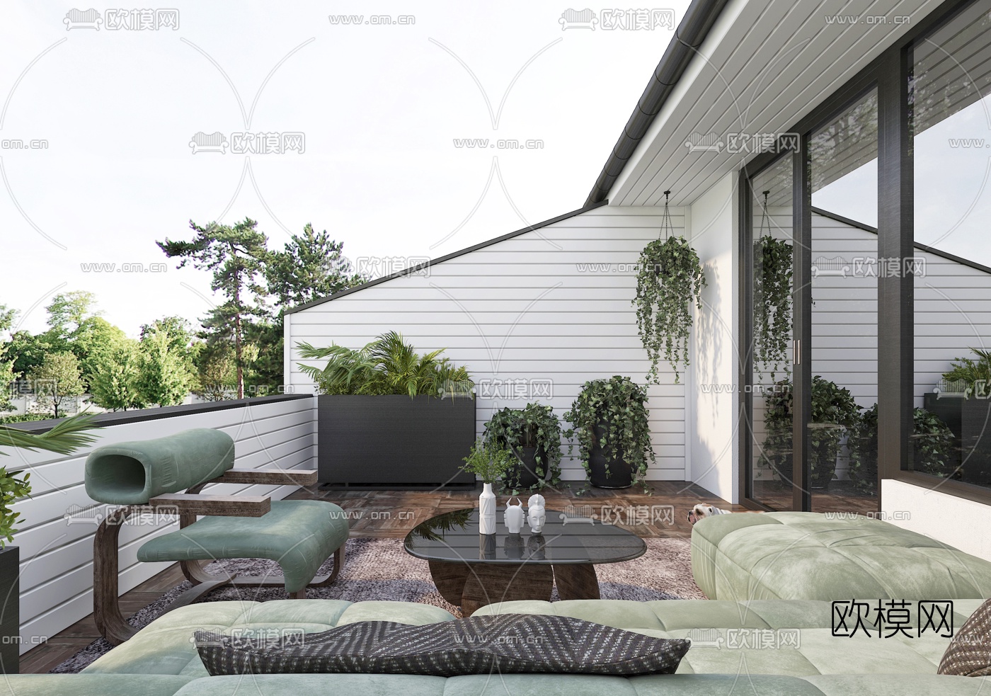 现代露台阳台3d模型下载（渲染图2）