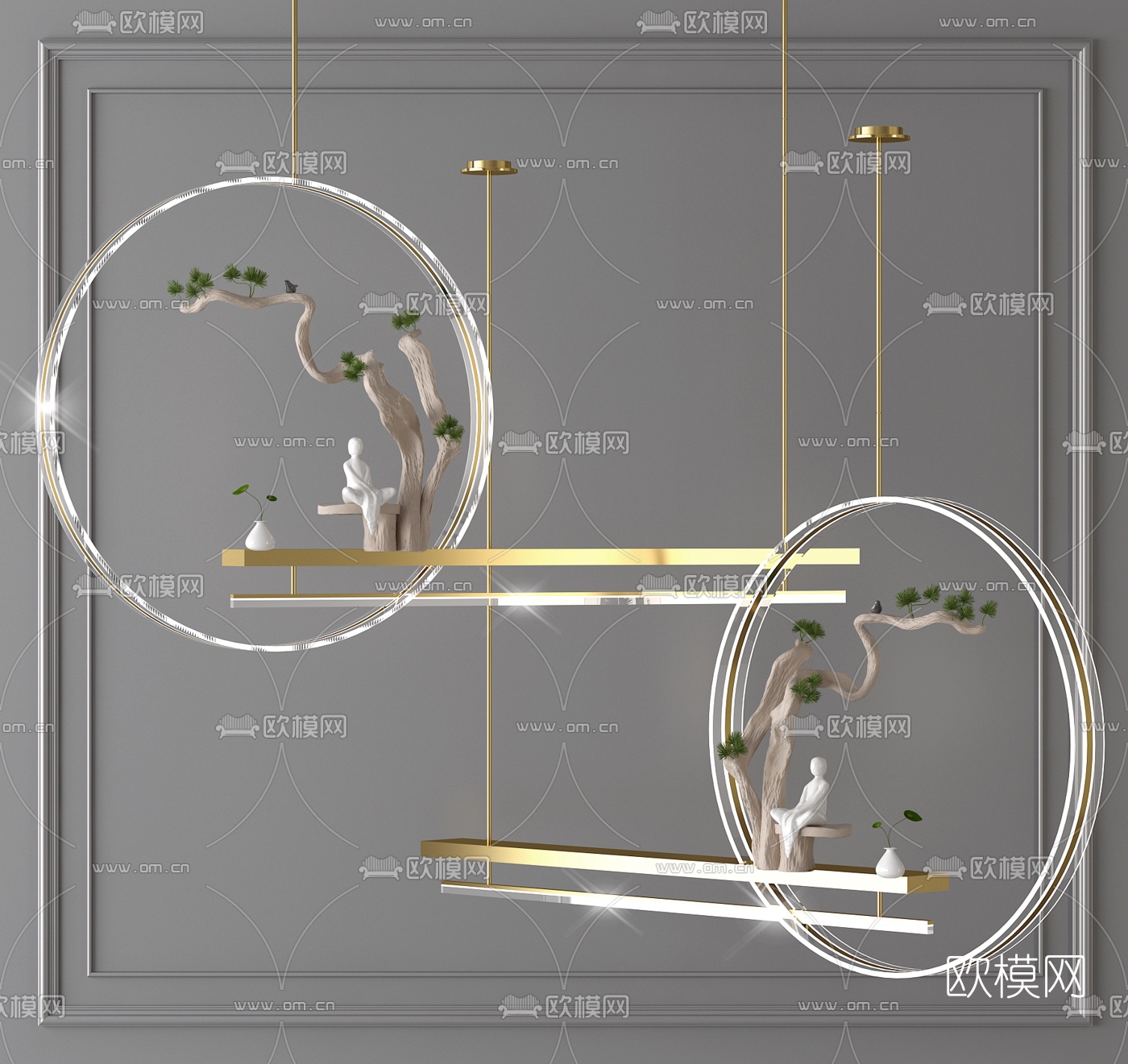 新中式禅意装饰吊灯3d模型