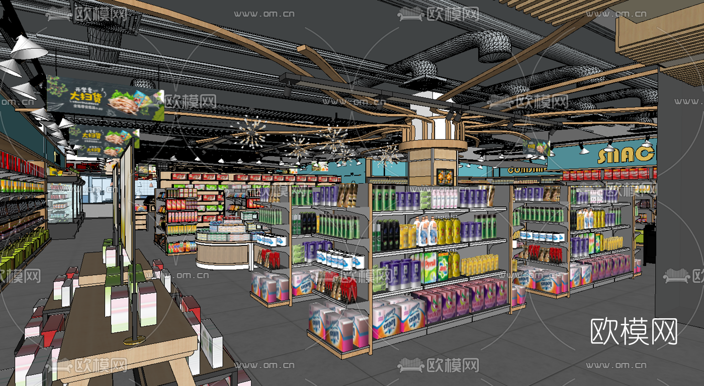 现代超市商场su模型下载（渲染图6）