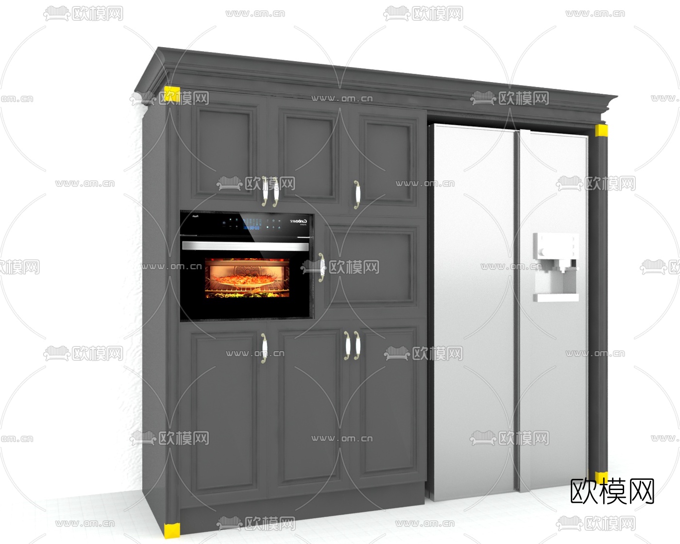 现代橱柜冰箱免费3d模型