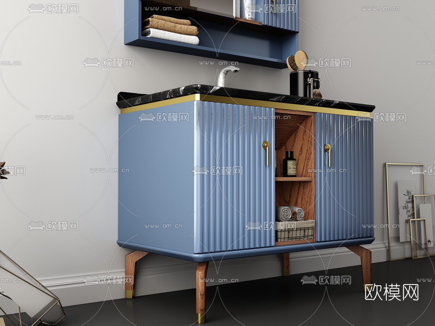现代轻奢浴室柜洗手台3d模型下载（渲染图2）