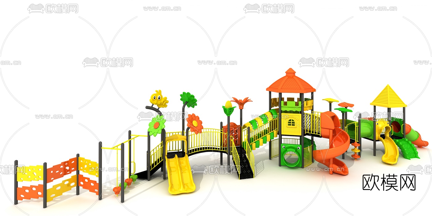 现代滑梯游乐设备3d模型下载