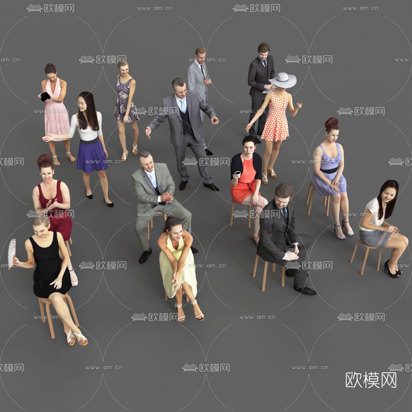 欧式坐姿人物3d模型