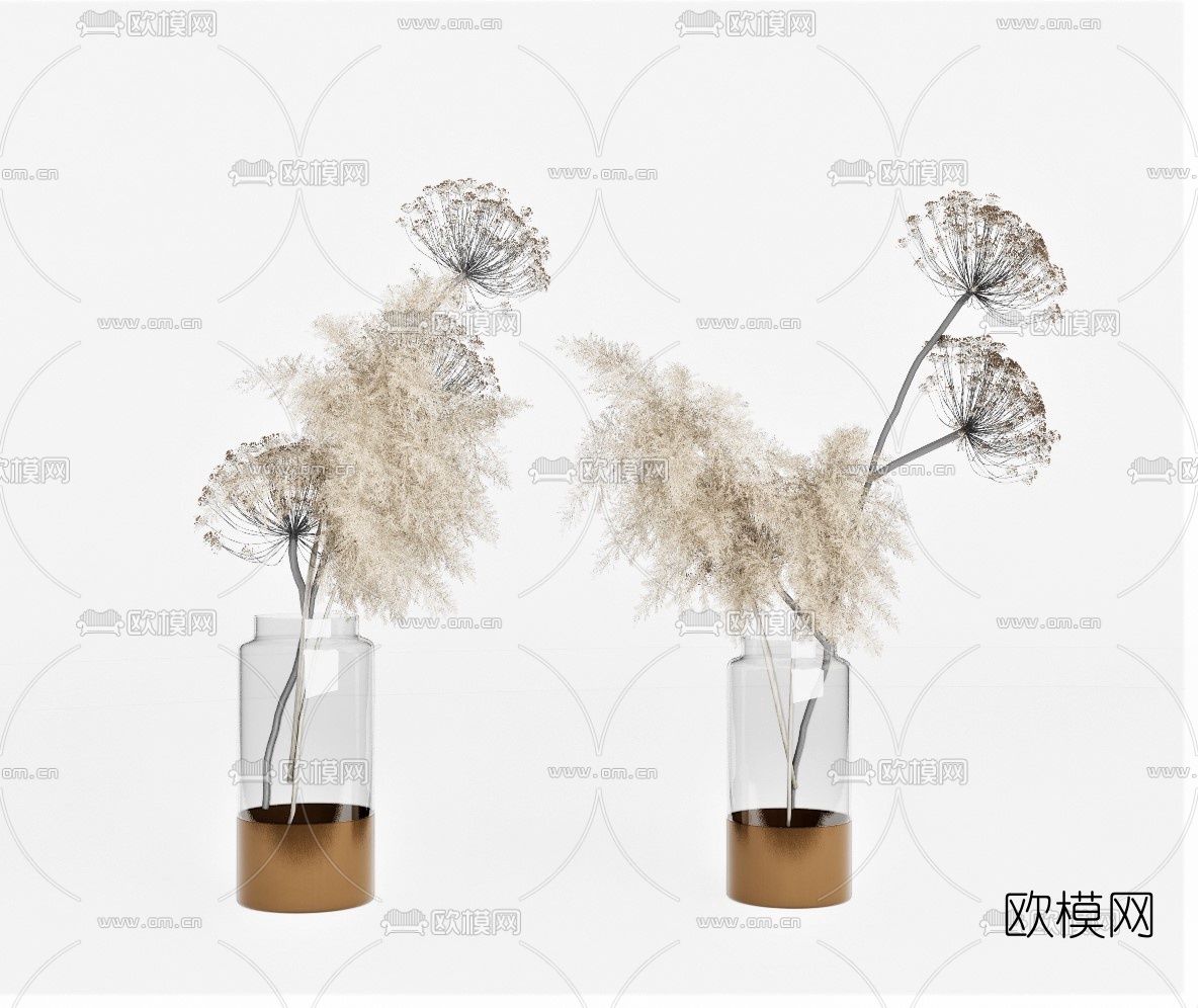 现代花瓶花卉su模型