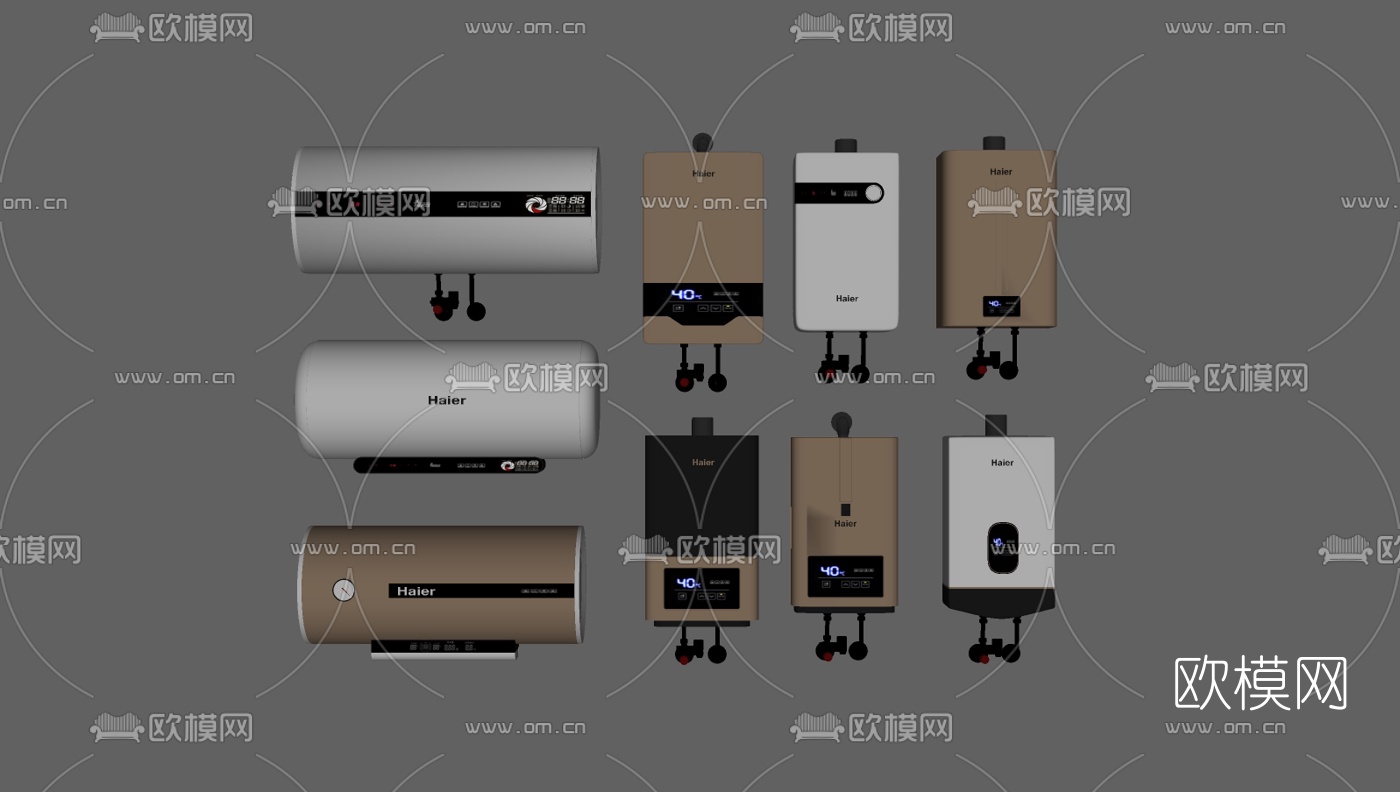现代热水器燃气热水器su模型下载（渲染图2）