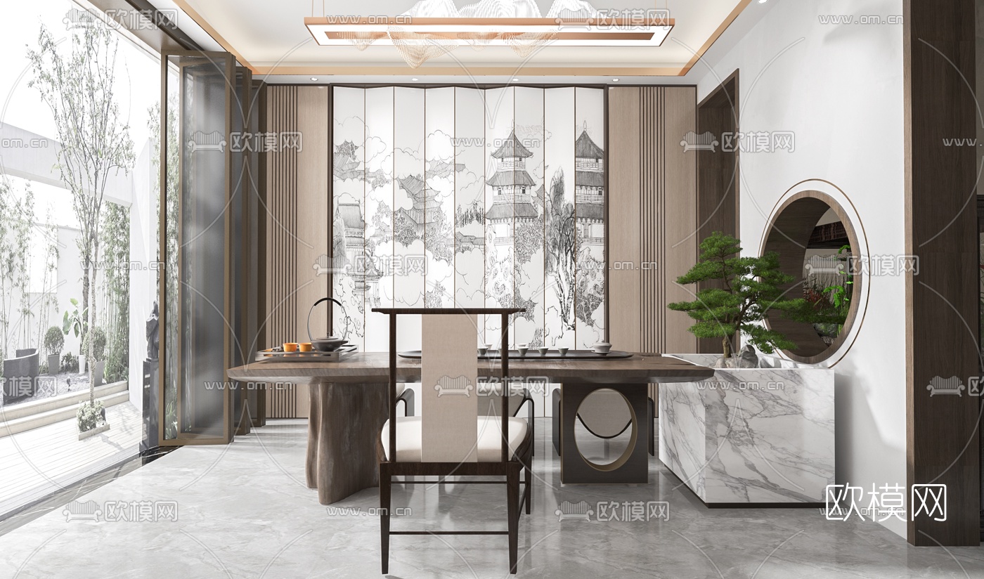 新中式禅意茶室3d模型