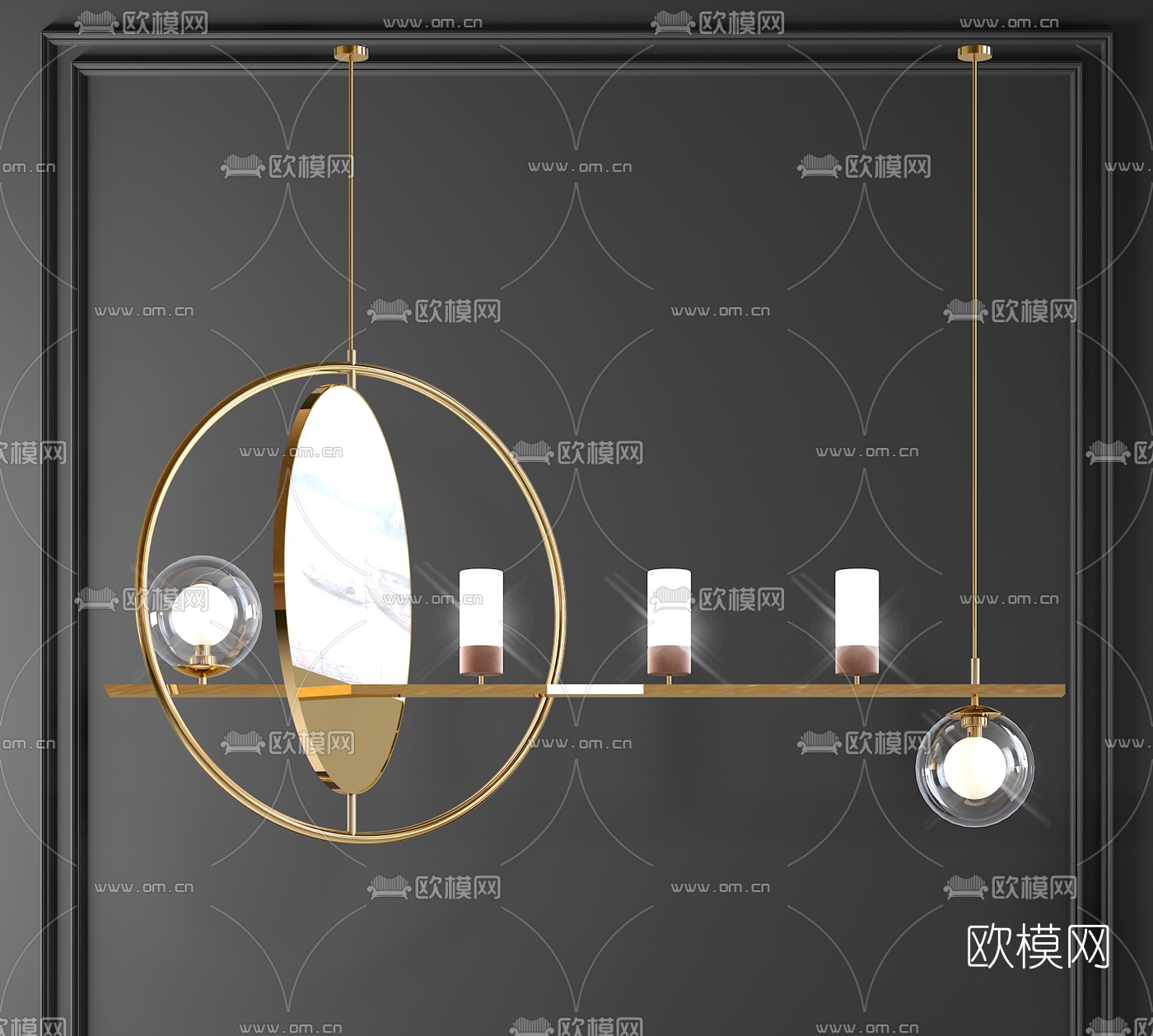 新中式轻奢吊灯3d模型