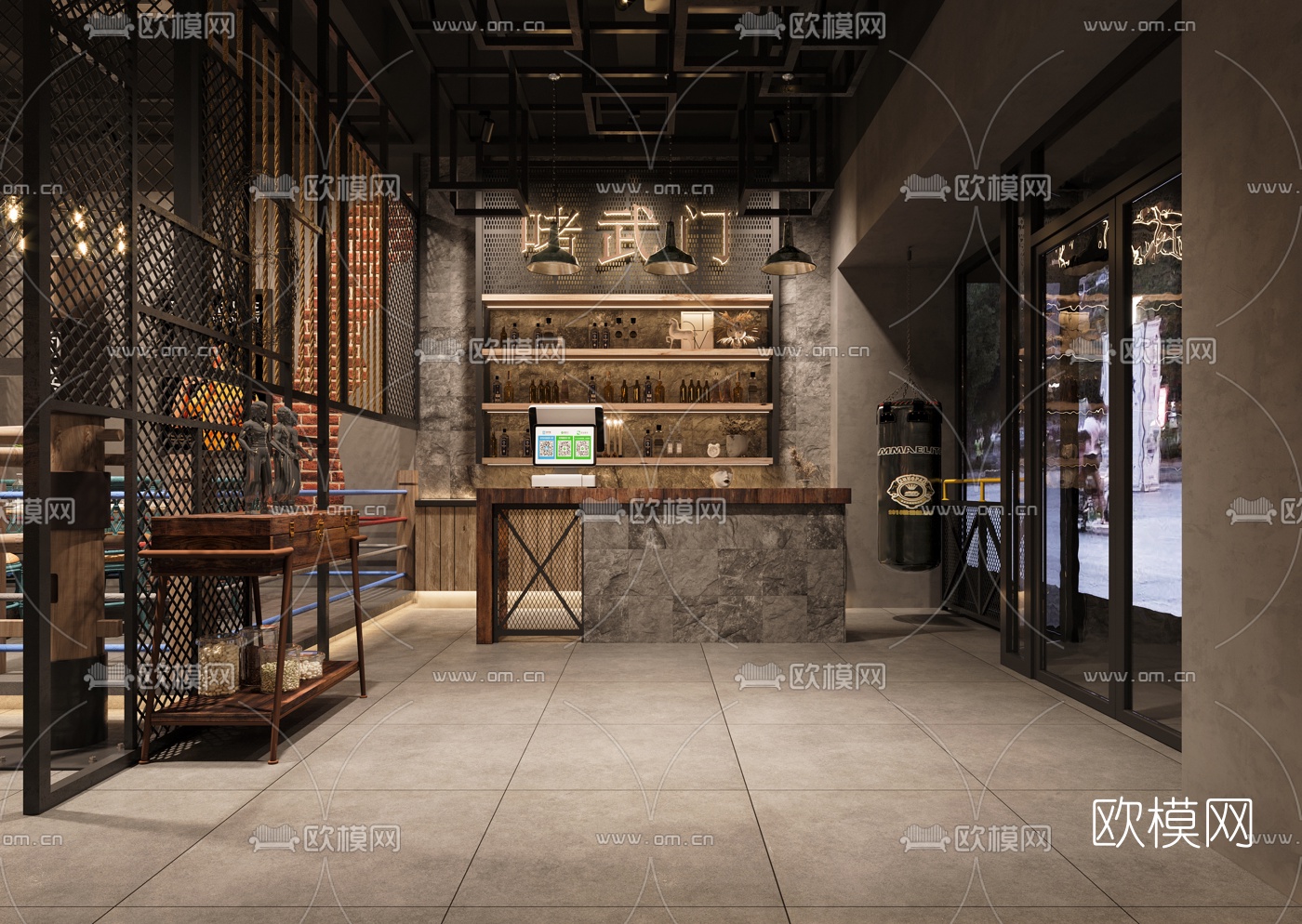 工业风主题餐厅3d模型
