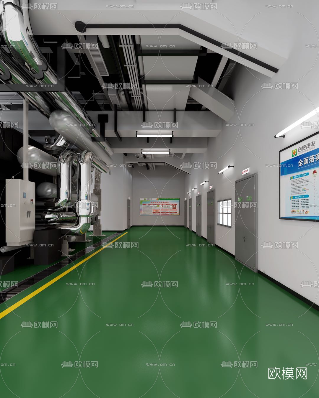 现代工厂车间管道设备3d模型