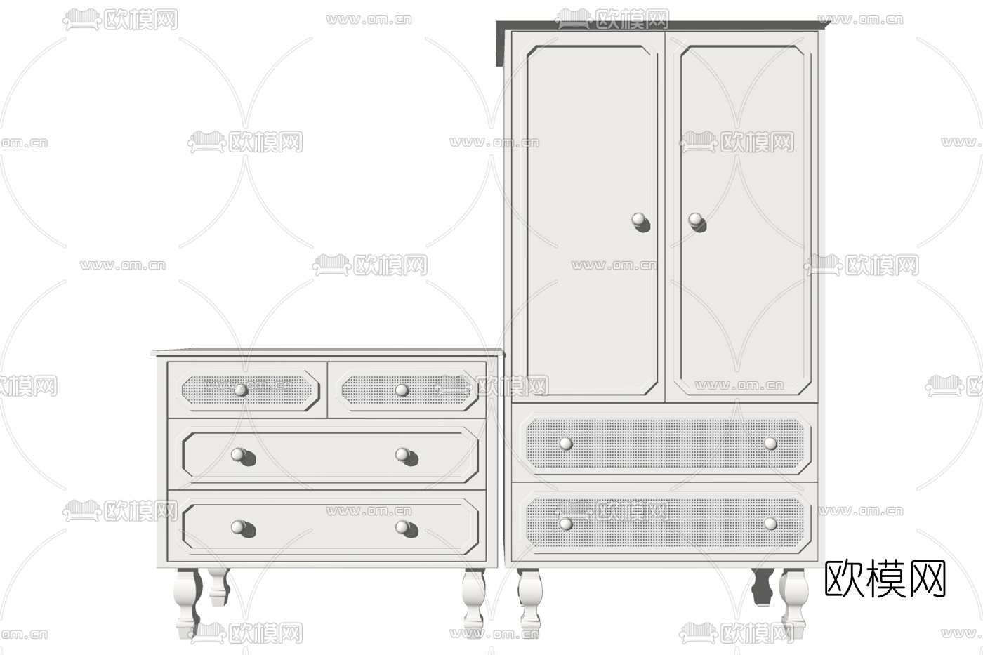 美式衣柜su模型下载