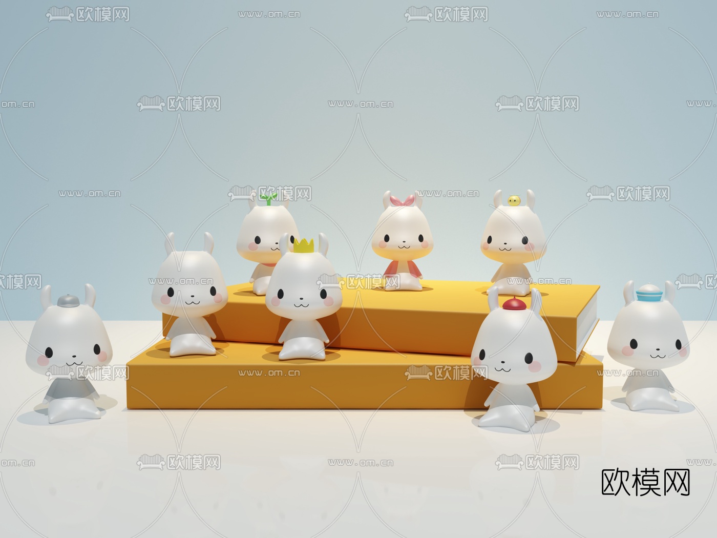 北欧小白兔公仔玩偶3d模型下载（渲染图1）