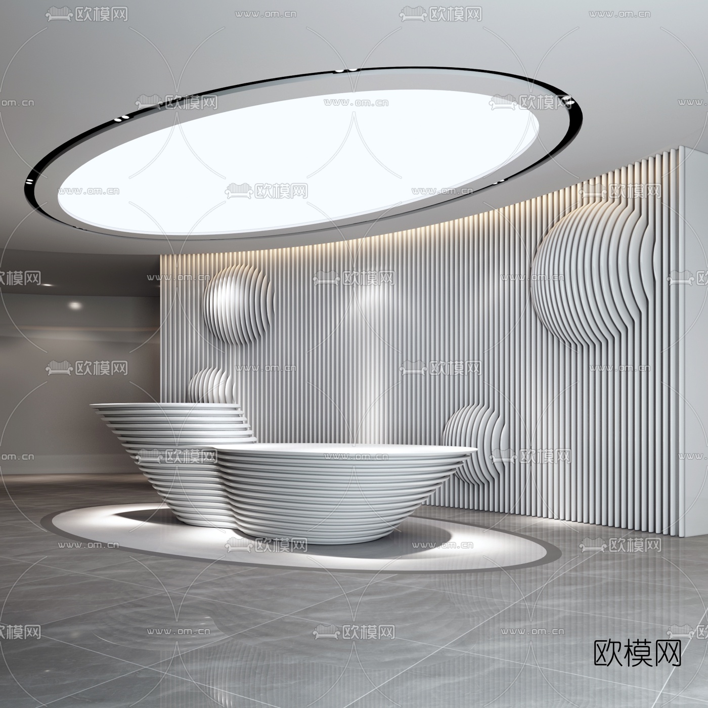 现代异形办公前台3d模型-免费3dmax模型库-欧模网