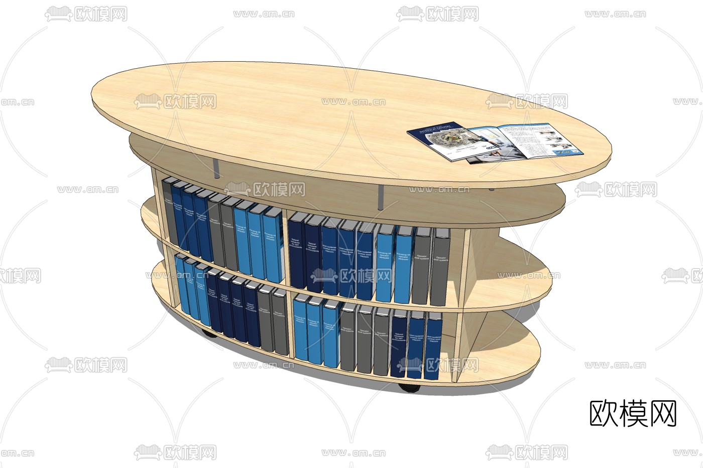 北欧原木书柜免费su模型下载