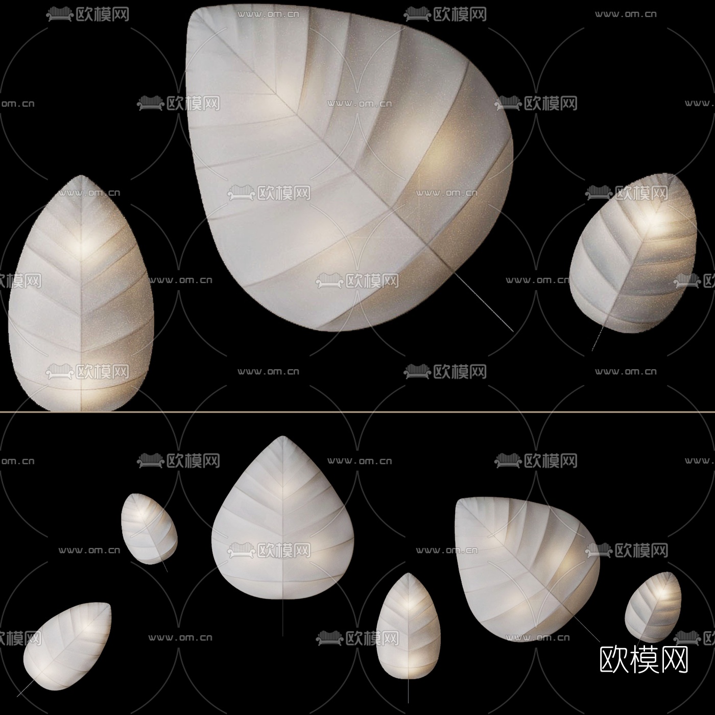 现代叶片装饰壁灯3d模型