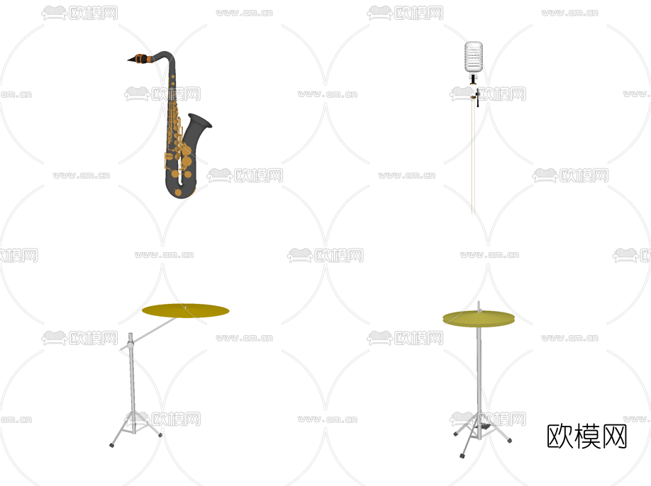现代萨克斯乐器su模型下载