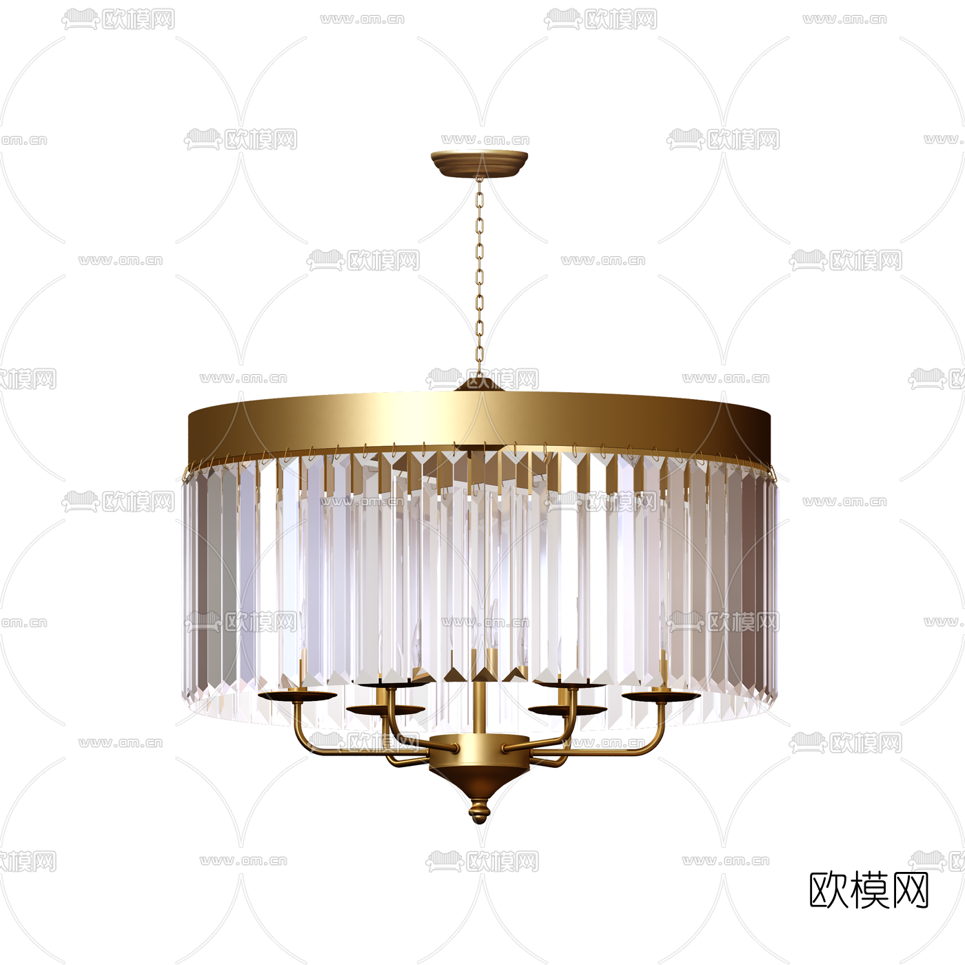 现代轻奢水晶吊灯3d模型下载（渲染图2）