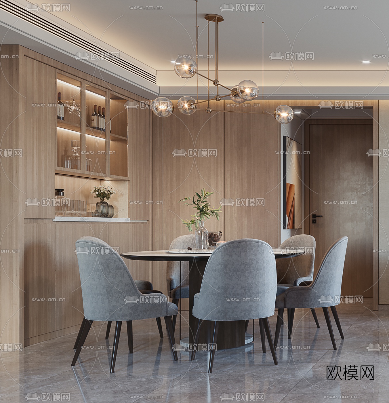 北欧客厅餐厅3d模型