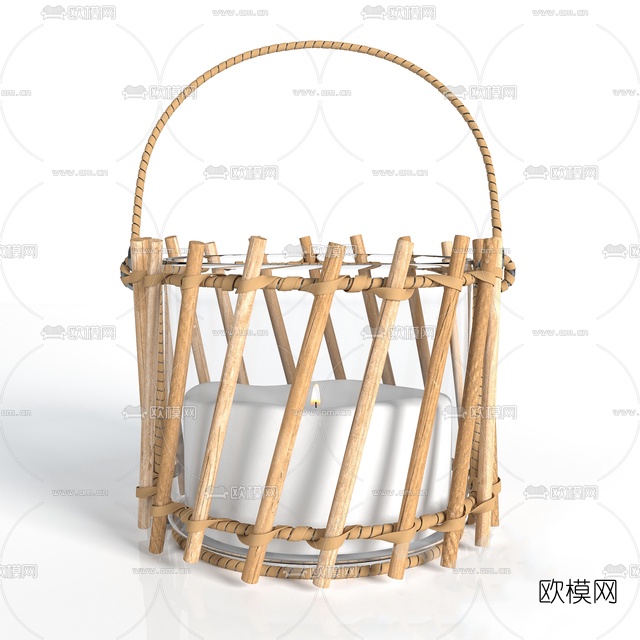 北欧实木烛台灯免费3d模型下载