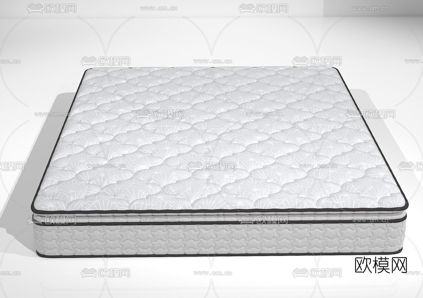 现代布艺床垫3d模型下载（渲染图2）