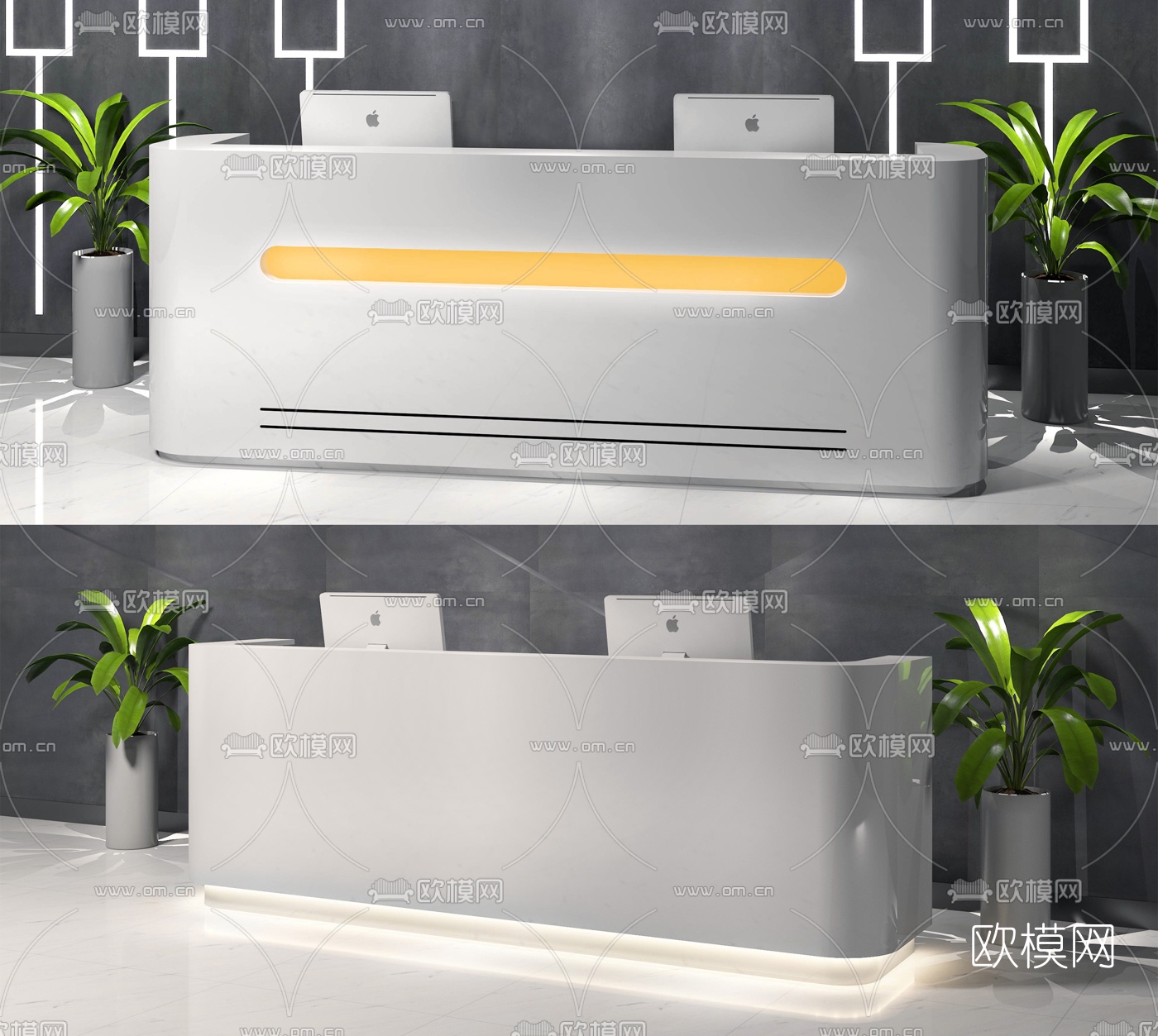 现代接待台3d模型