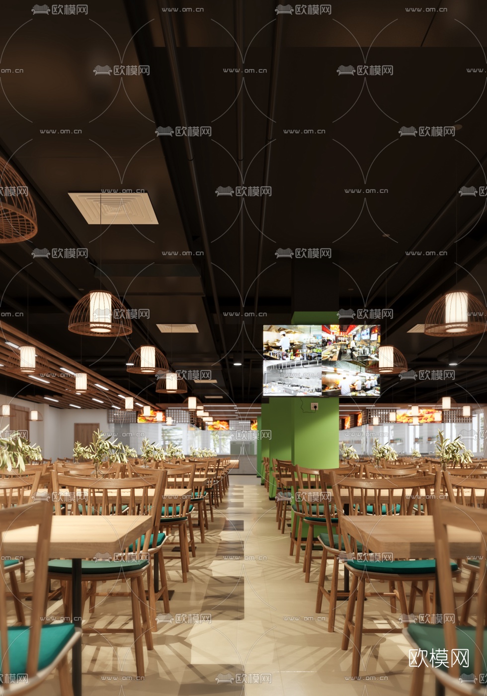 现代食堂快餐店3d模型