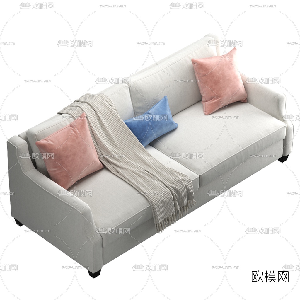 北欧布艺双人沙发3d模型下载（渲染图3）