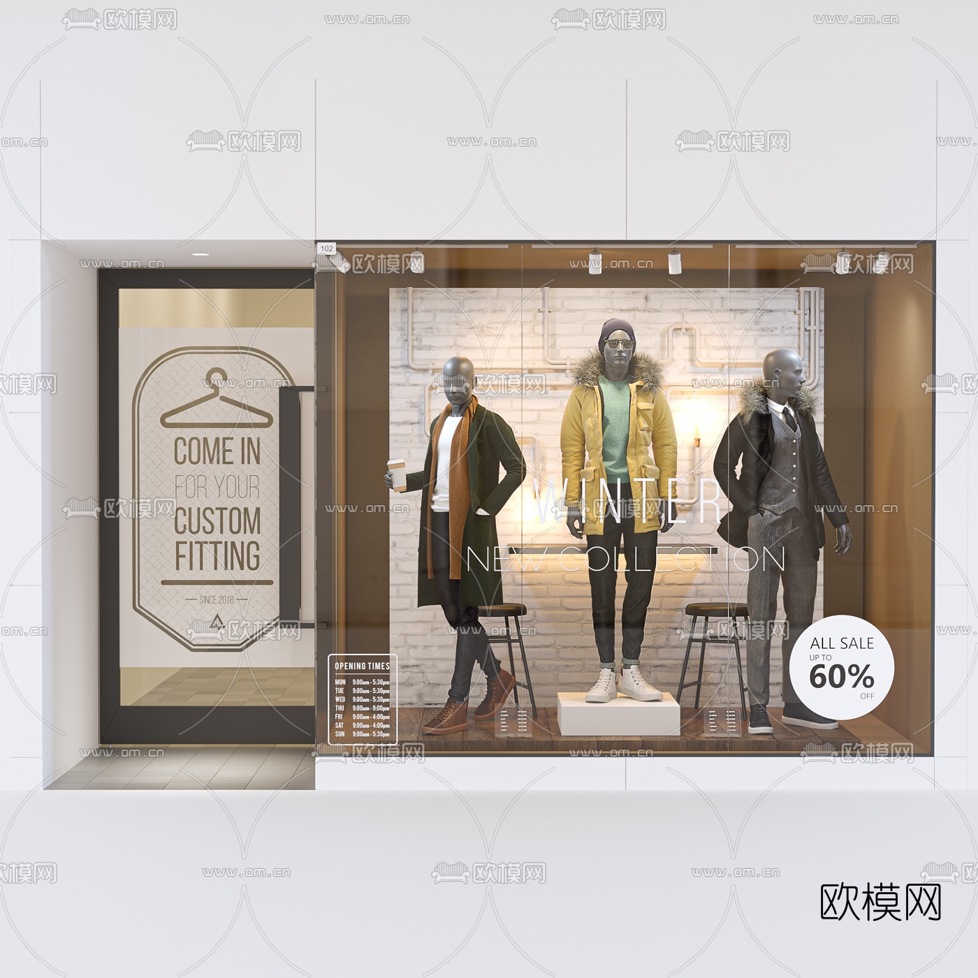 现代男装专卖店门头3d模型