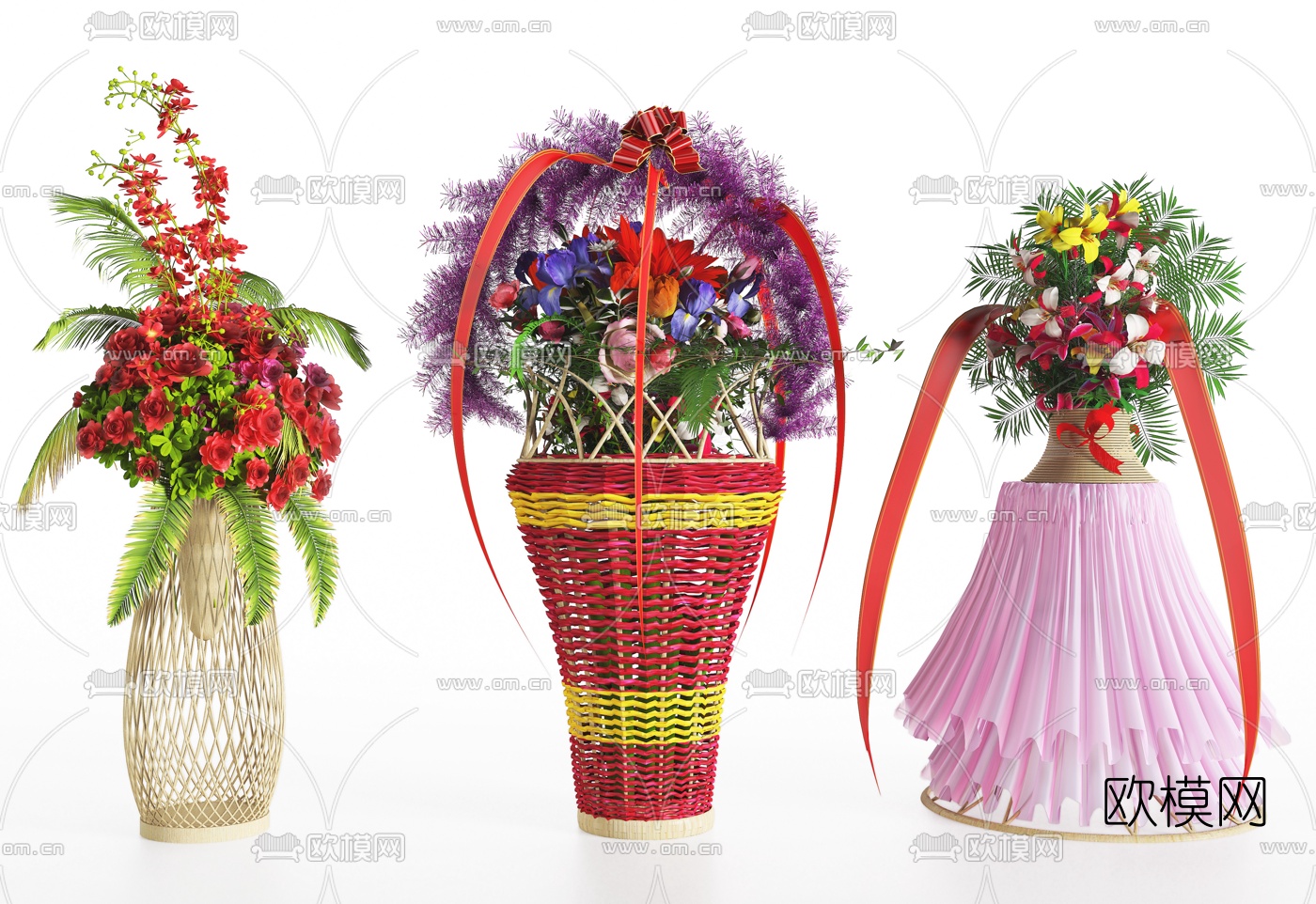 现代开业花篮鲜花花卉3d模型下载