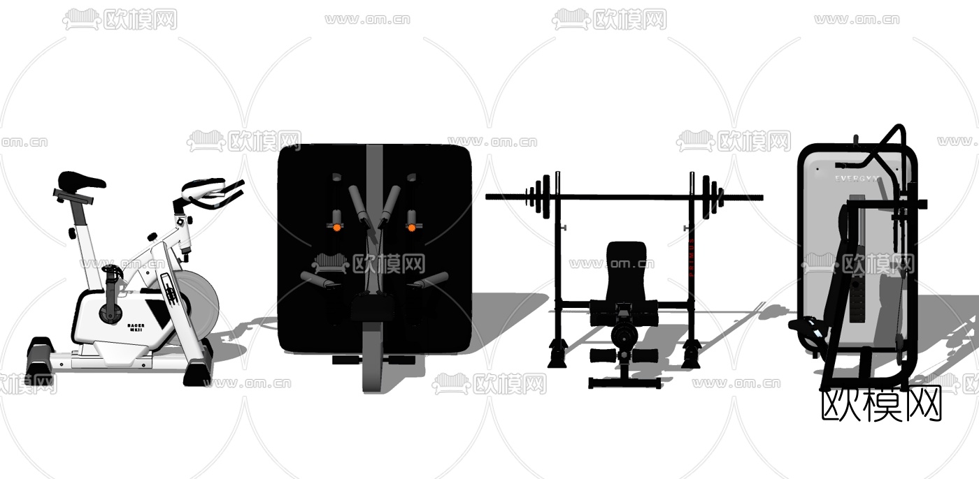 现代健身器材su模型下载