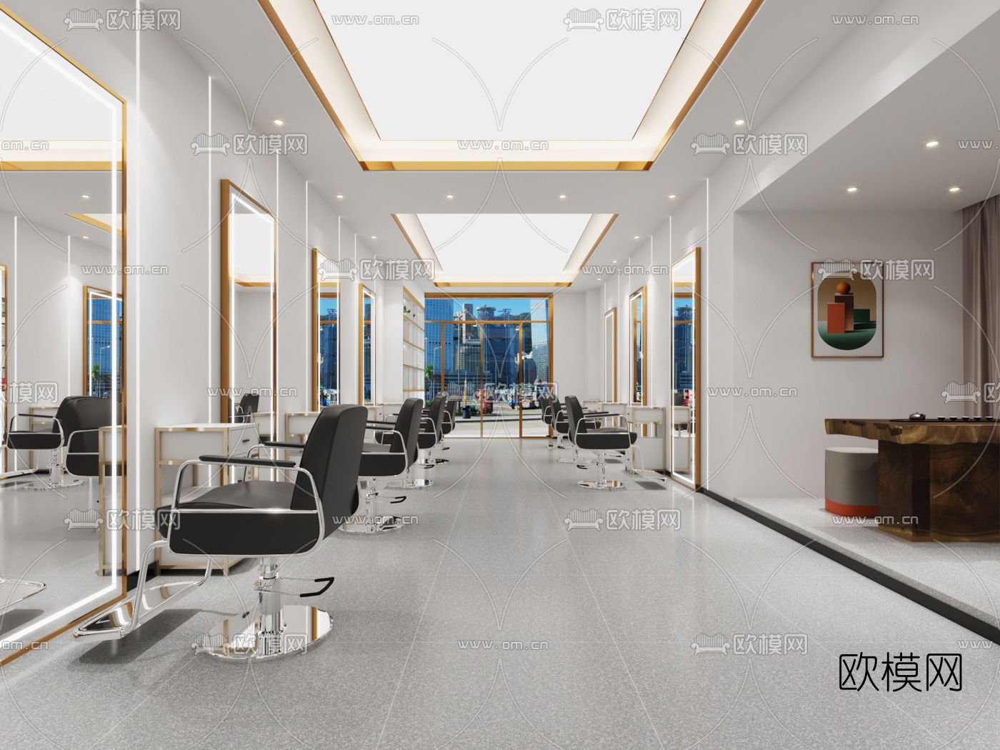 现代轻奢理发店免费3d模型