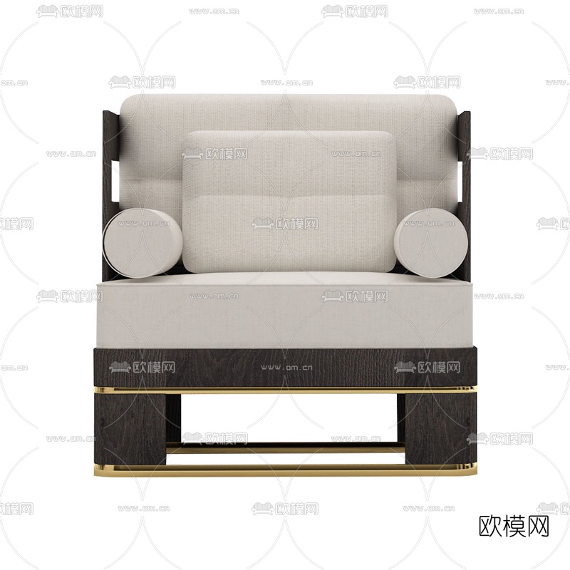 新中式单人沙发免费3d模型