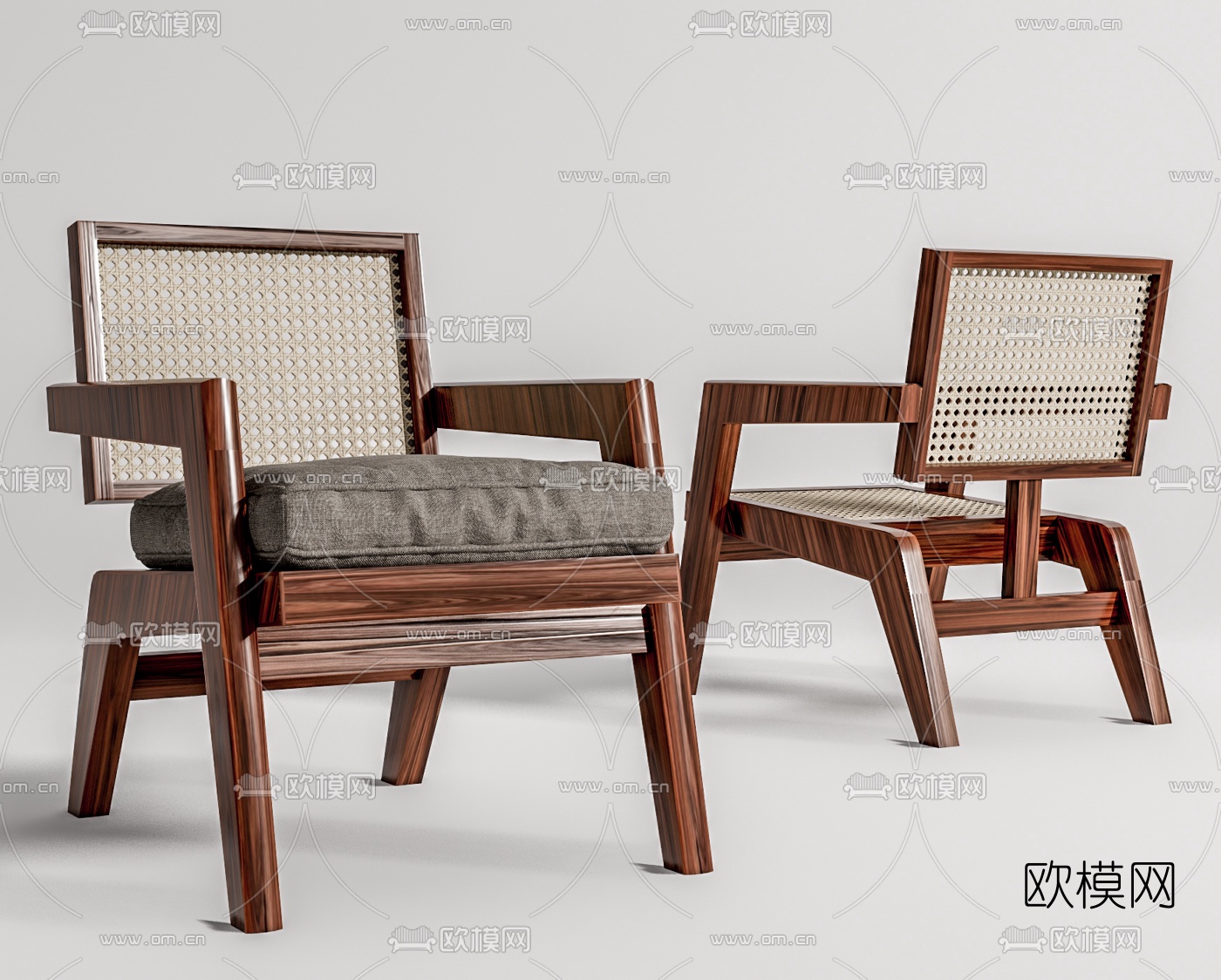 现代藤编休闲椅su模型
