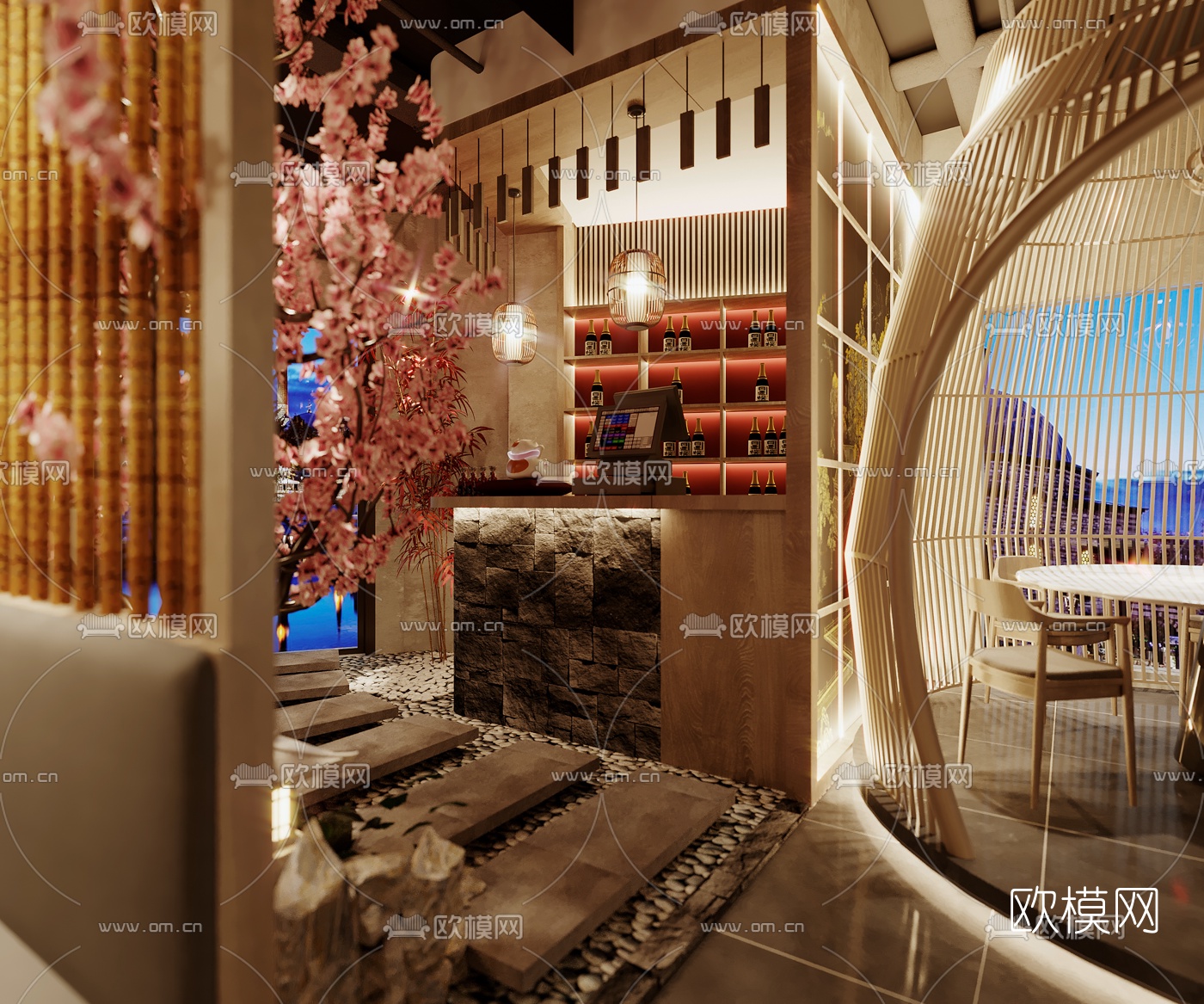 日式料理烤肉店3d模型下载（渲染图5）