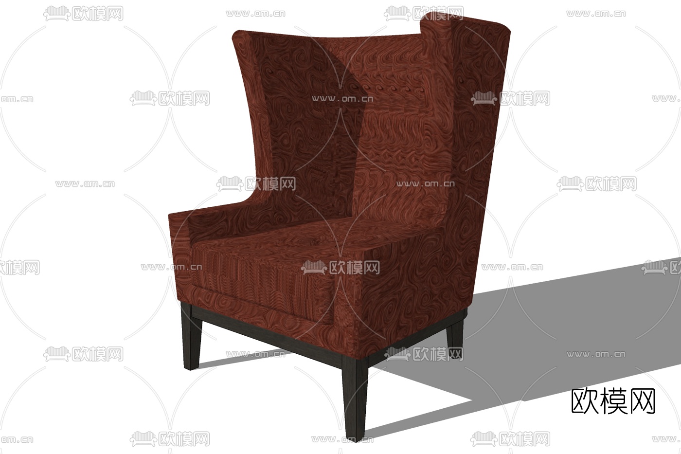 欧式布艺高背休闲沙发su模型下载