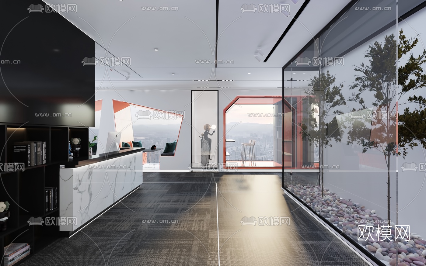 现代办公室前台3d模型