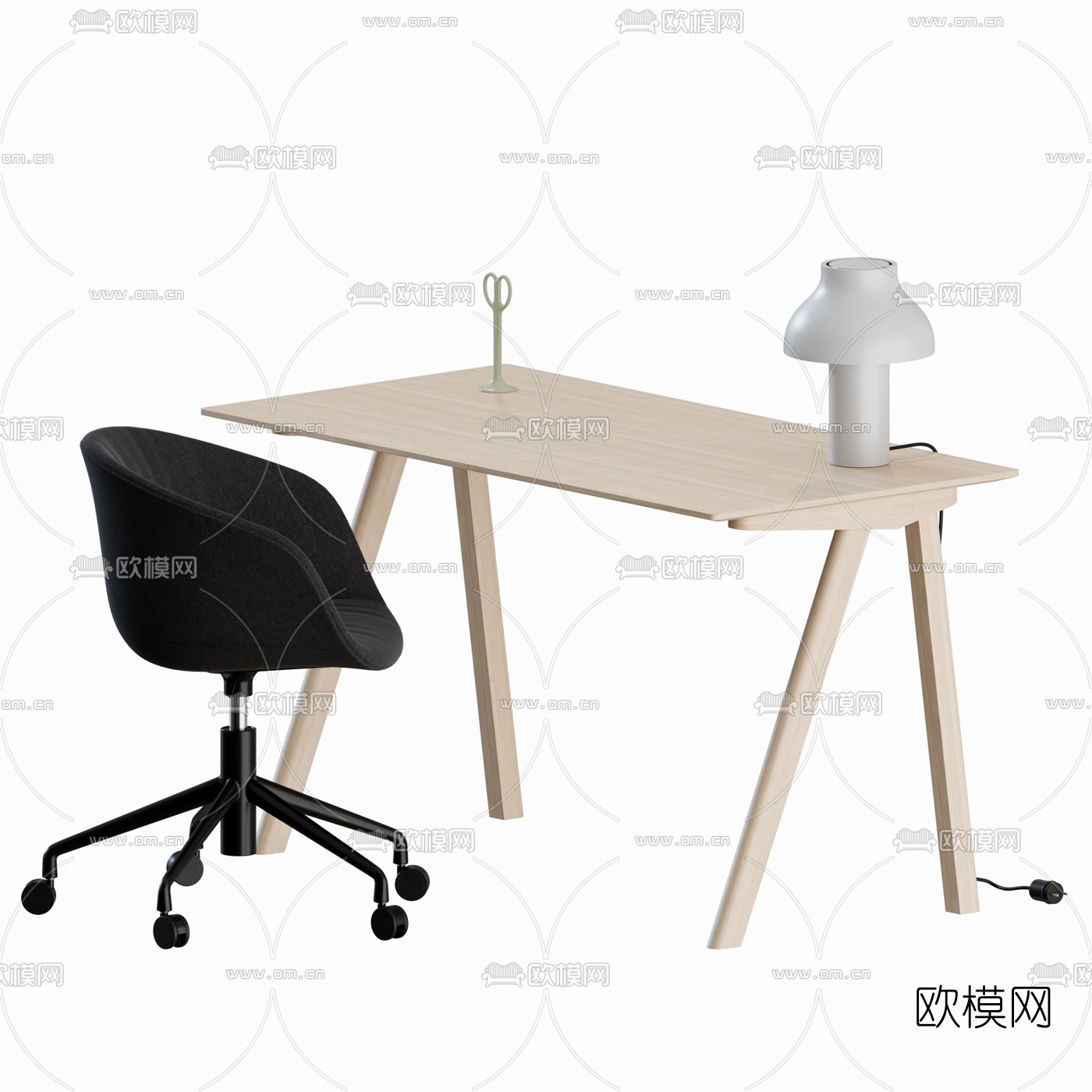 北欧简约书桌椅3d模型