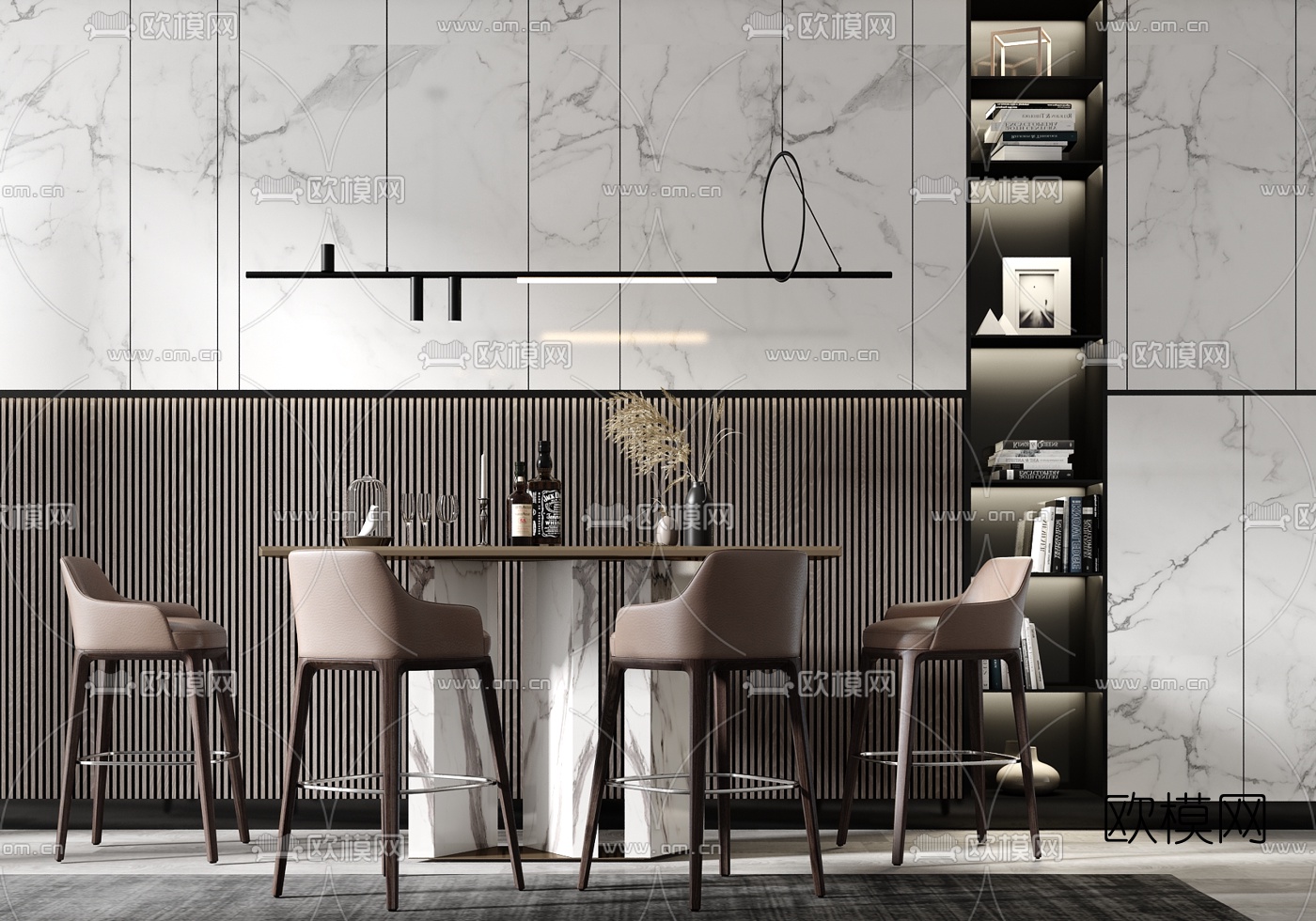 现代时尚吧台椅3d模型下载