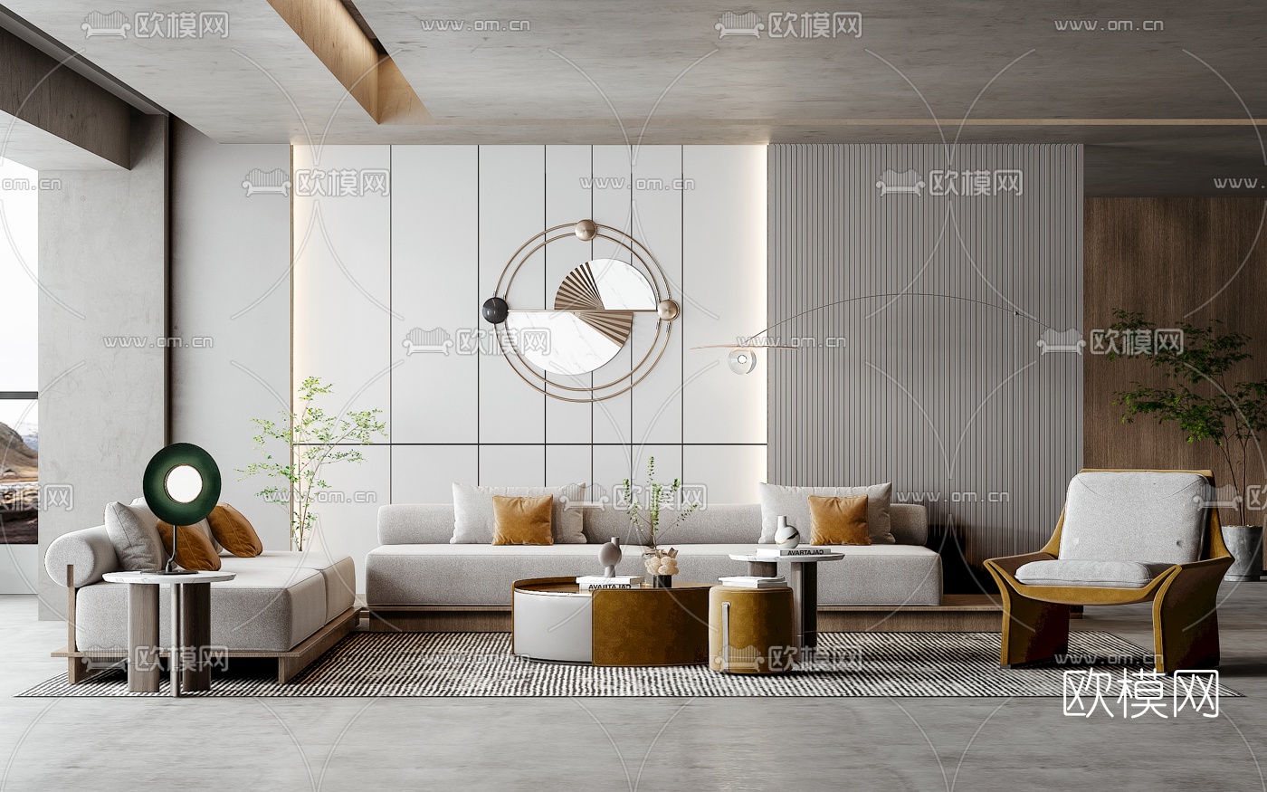 现代布艺沙发组合3d模型