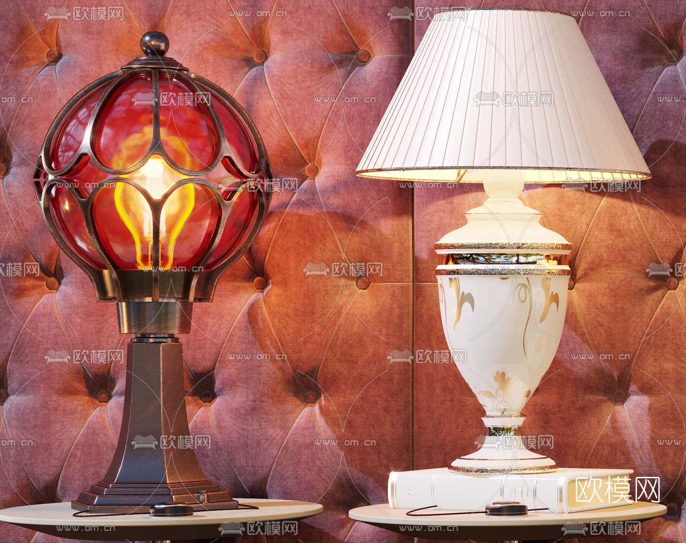 欧式奢华台灯3d模型下载（渲染图2）