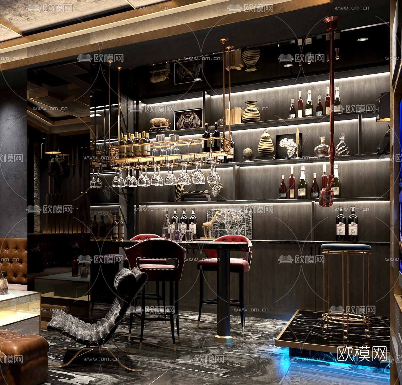 现代KTV包房3d模型下载（渲染图2）