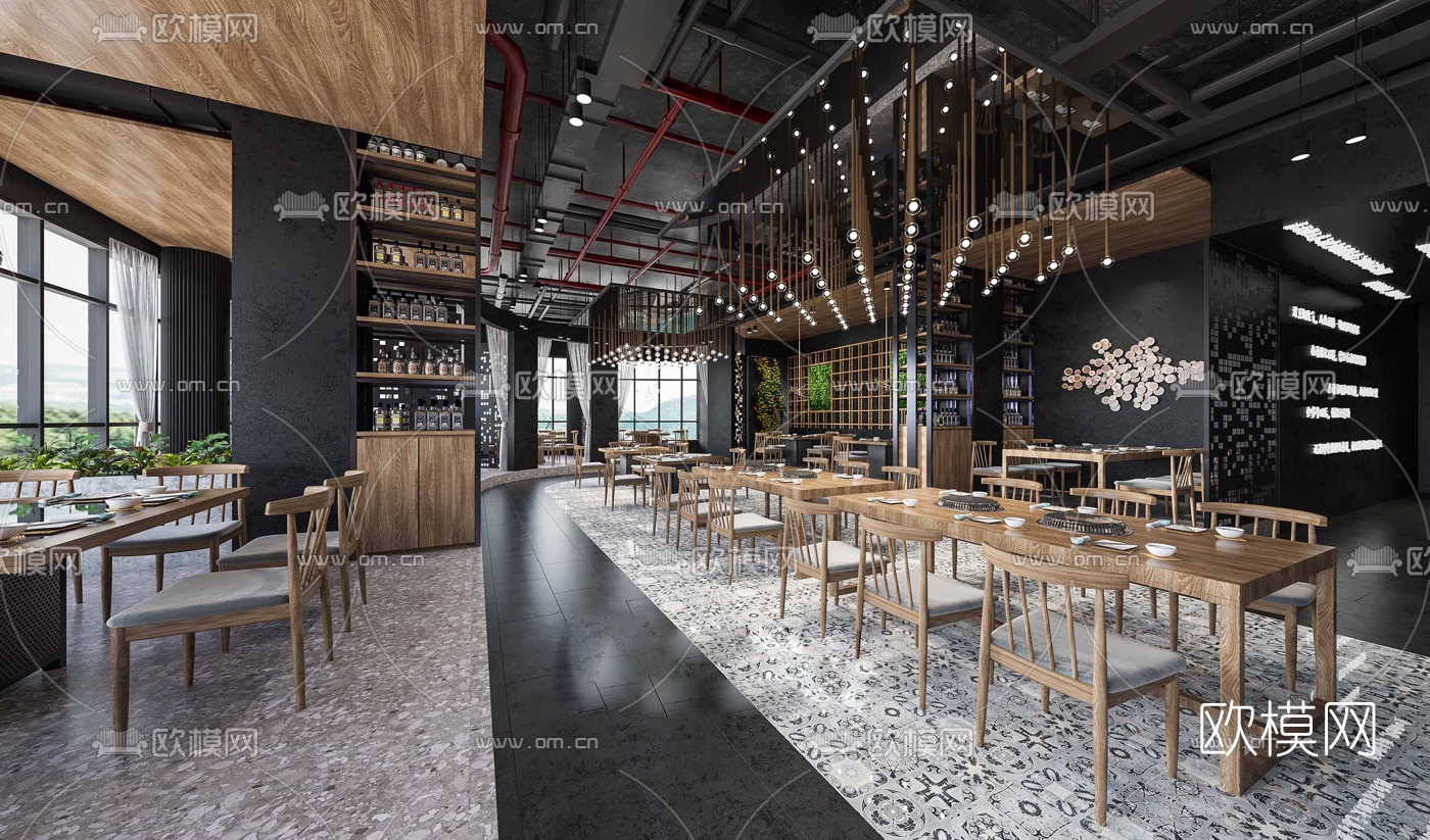 工业风中餐厅3d模型