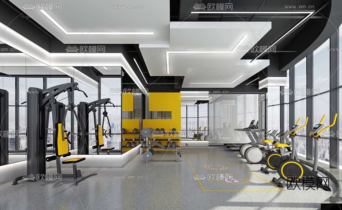 现代健身房3d模型下载