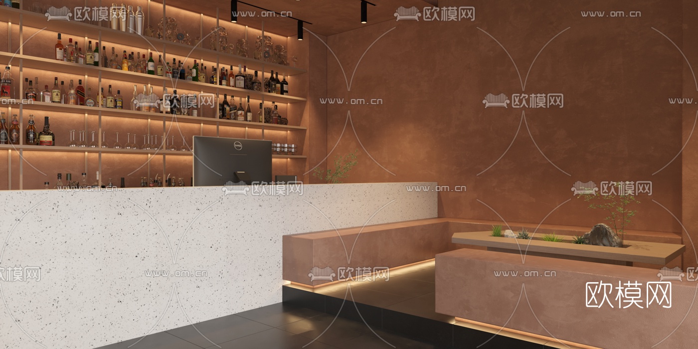 北欧侘寂火锅店3d模型下载（渲染图2）