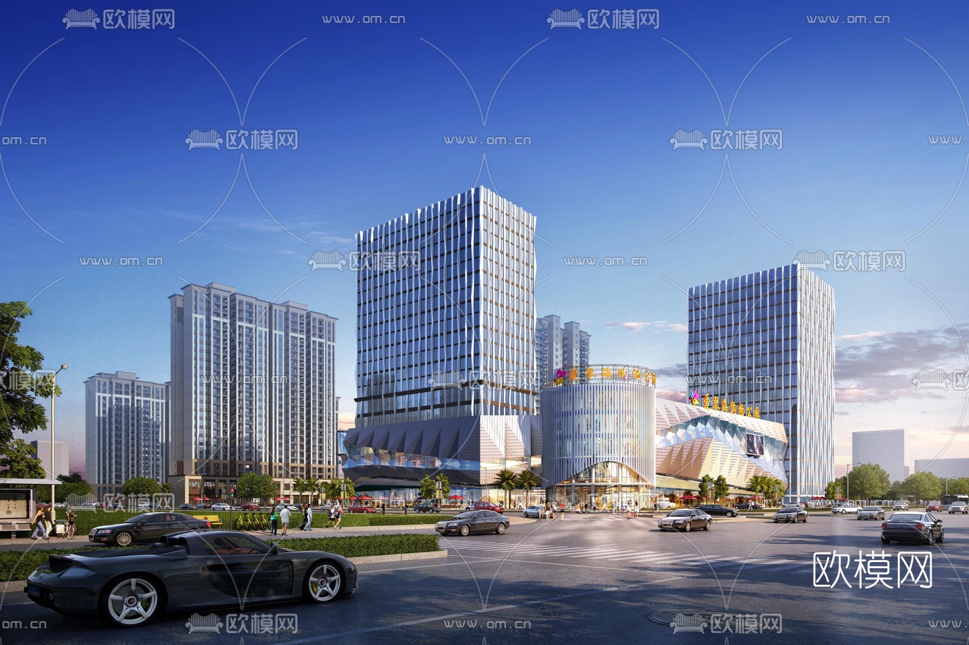 现代商场商业楼外观3d模型下载