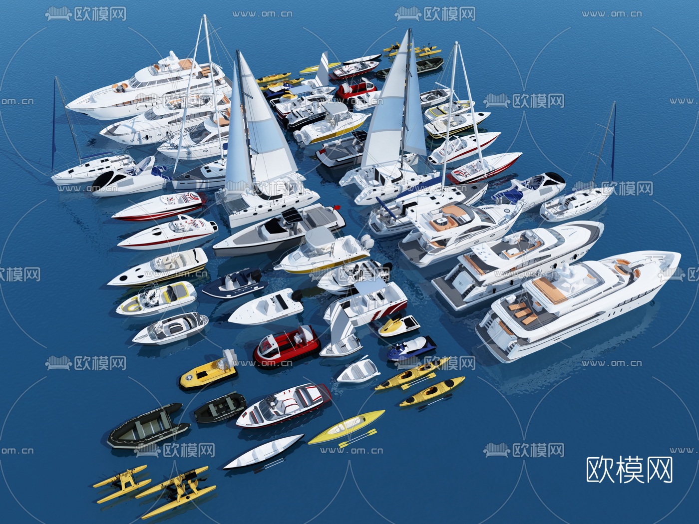 现代游艇快艇帆船冲锋舟3d模型下载