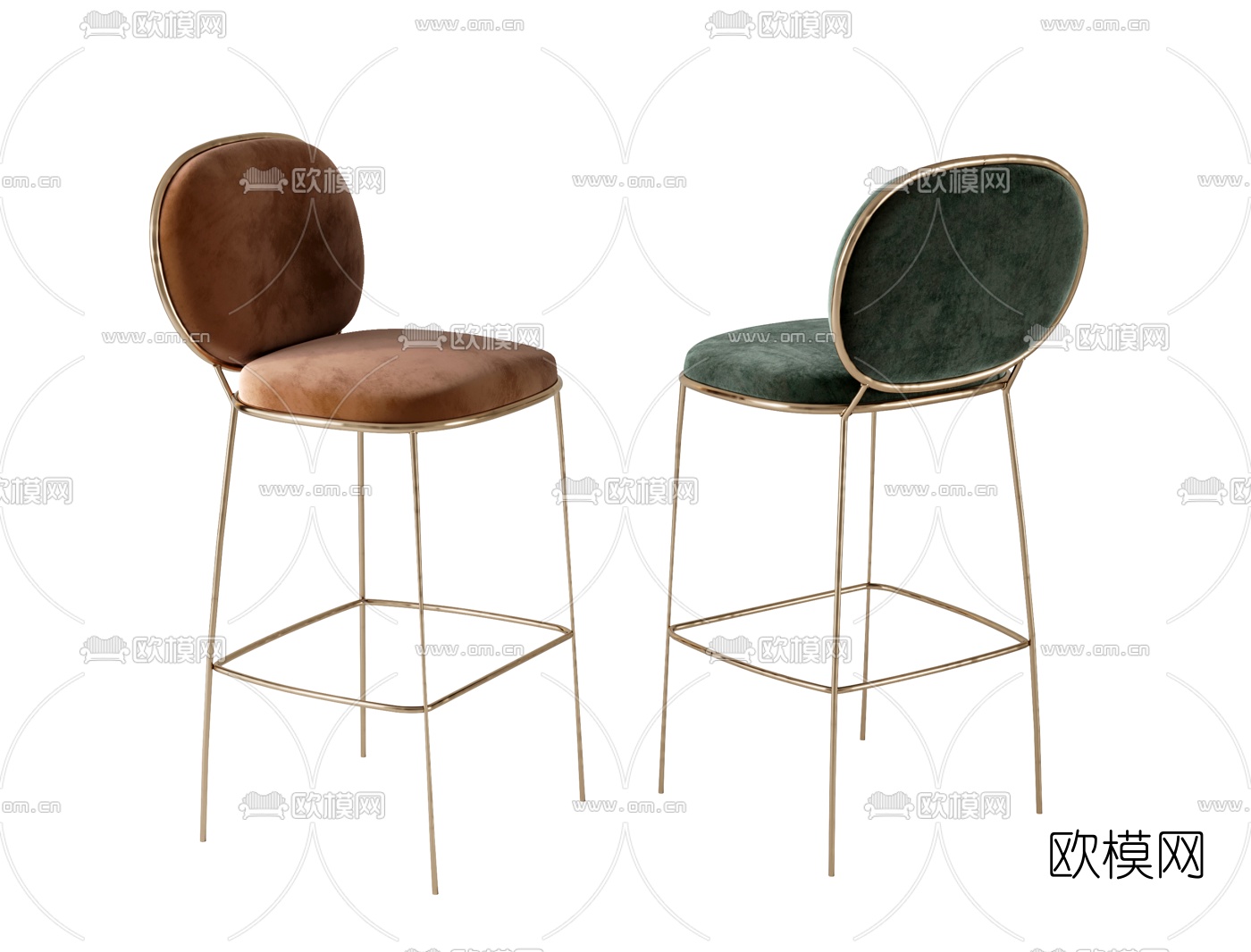 现代轻奢布艺吧台椅3d模型下载
