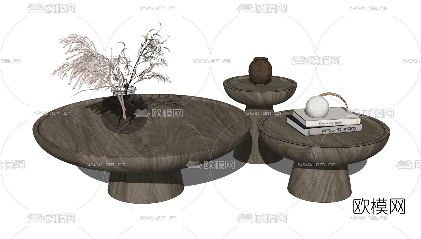 现代圆形茶几su模型