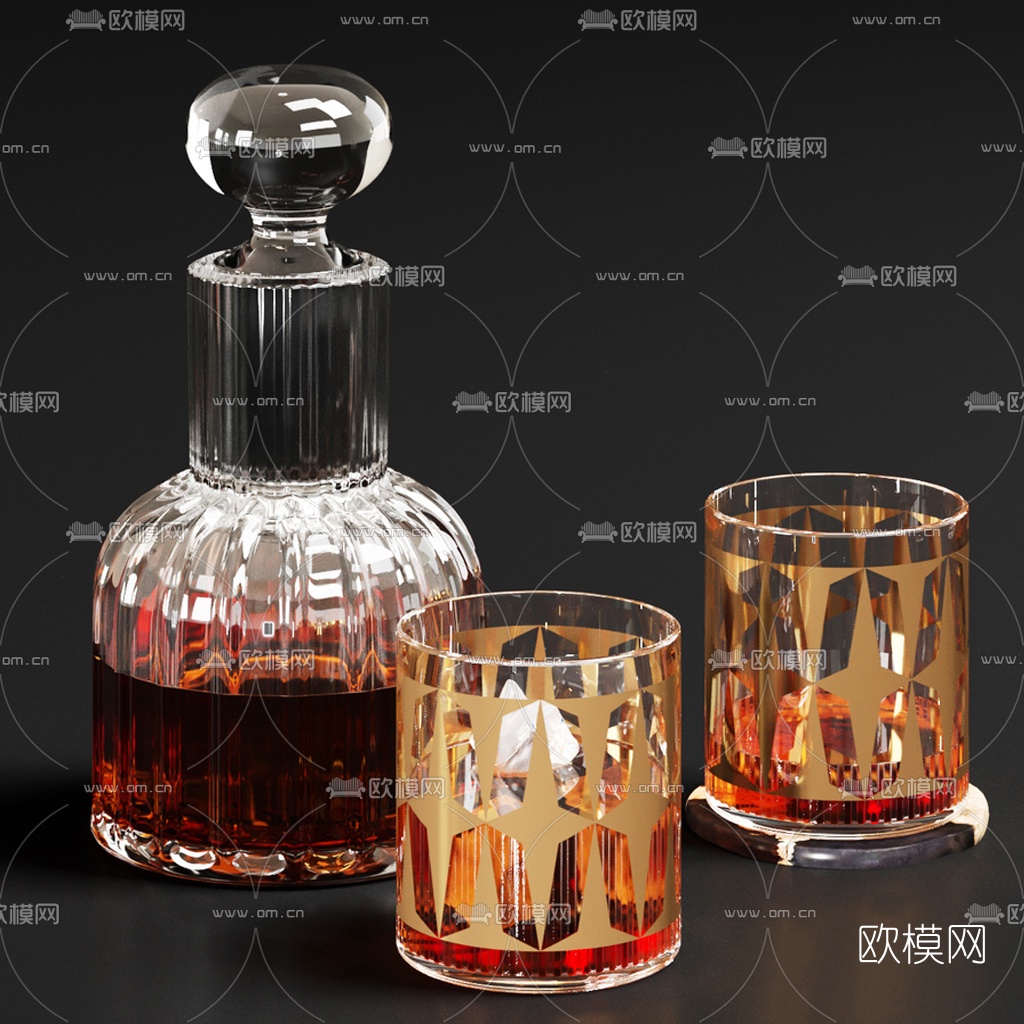 现代玻璃酒瓶酒水3d模型