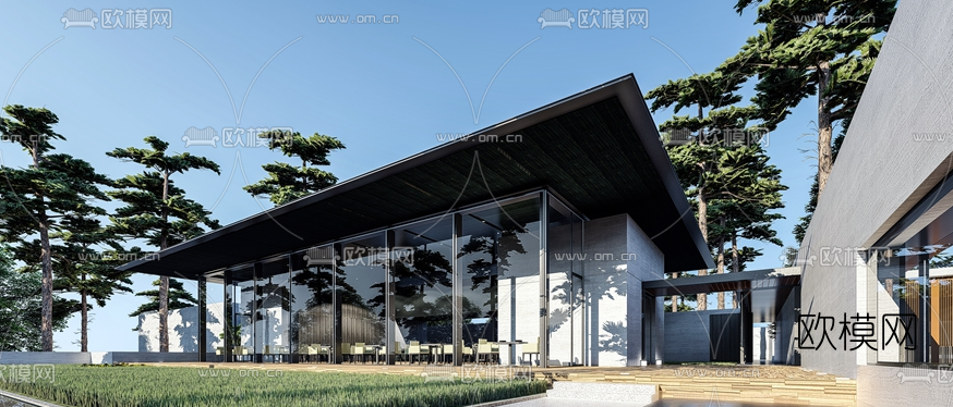 新中式茶餐厅su模型