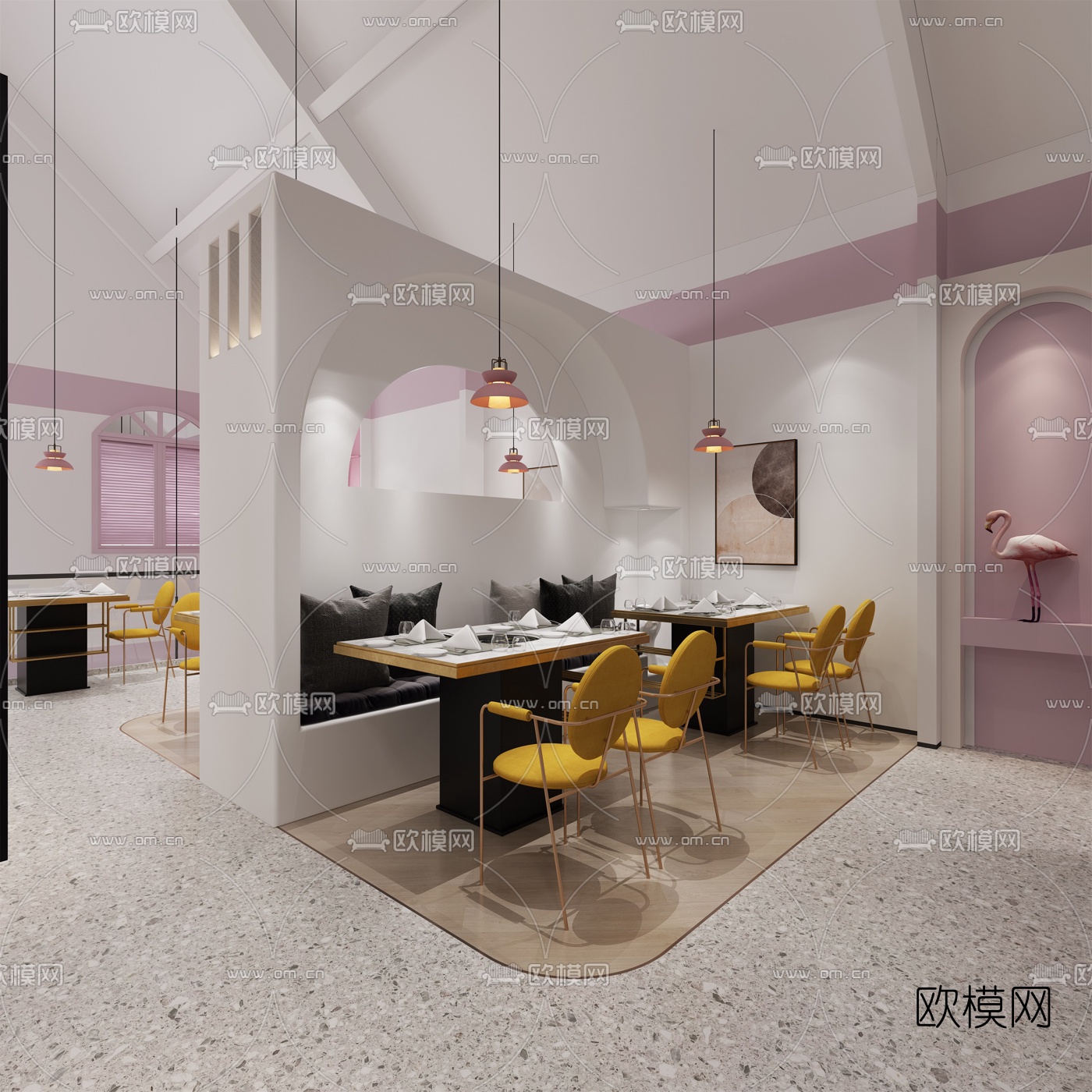 北欧火锅店免费3d模型下载（渲染图4）